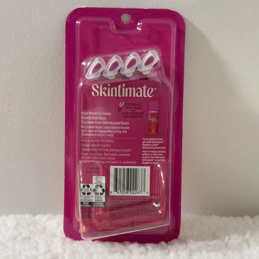 Skintimate Quattro Raspberry Rain Disposable Razors 4 Blade Women 4 Ct Lot 2 New
